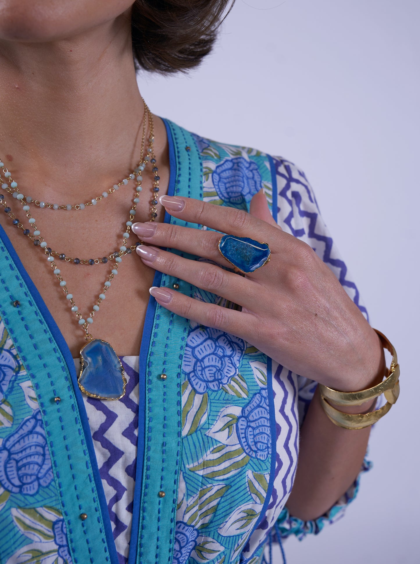 BLUE AGATE RING