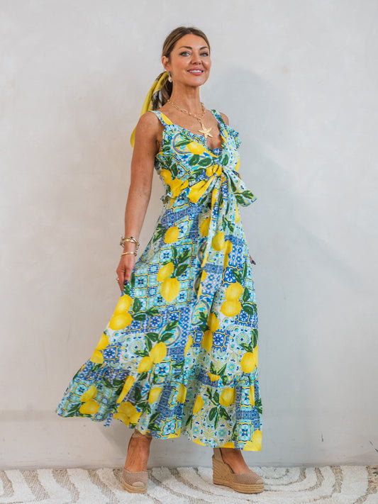 'AURORA' DRESS IN LEMON TILE