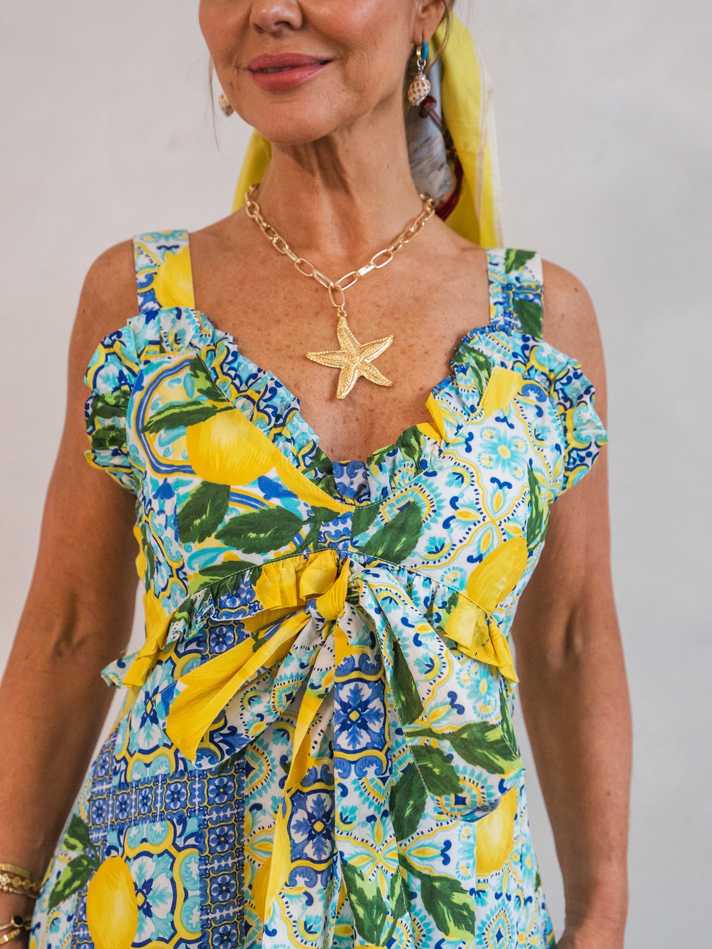 'AURORA' DRESS IN LEMON TILE