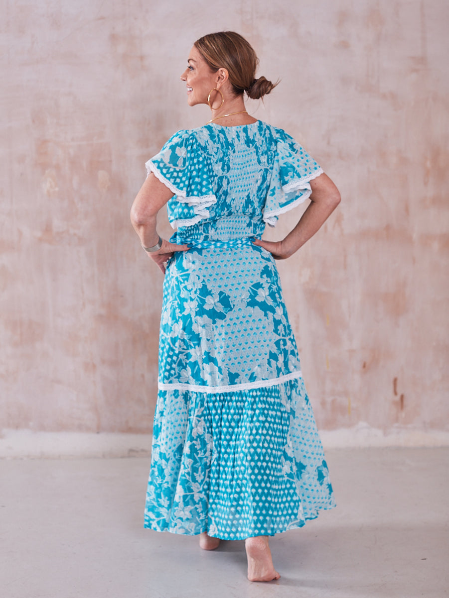 'FEATHER' DRESS IN TURQUOISE