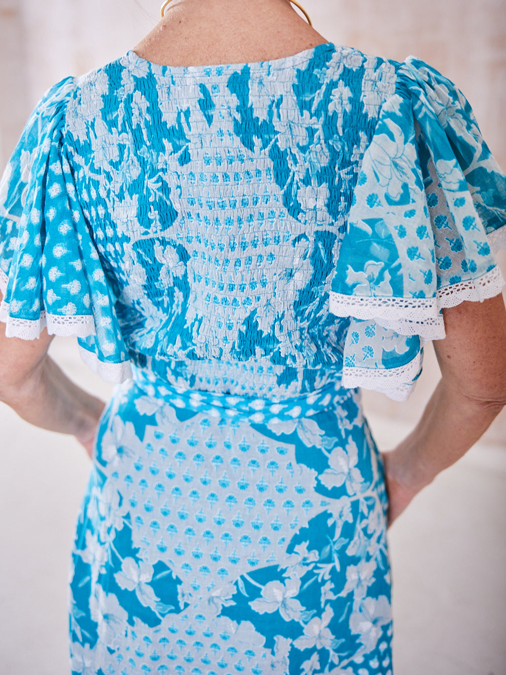 'FEATHER' DRESS IN TURQUOISE