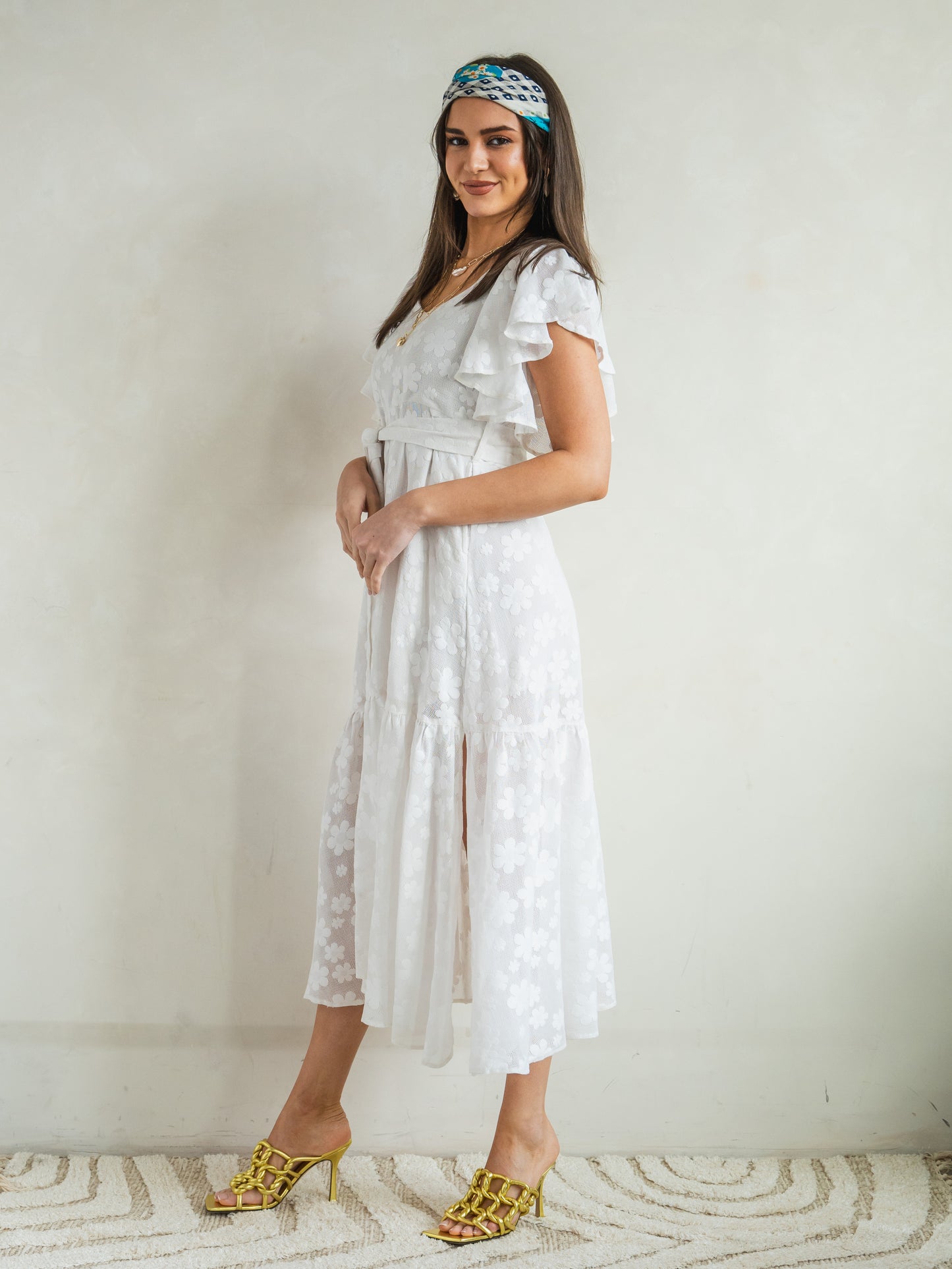 'FEATHER' DRESS IN IVORY LACE
