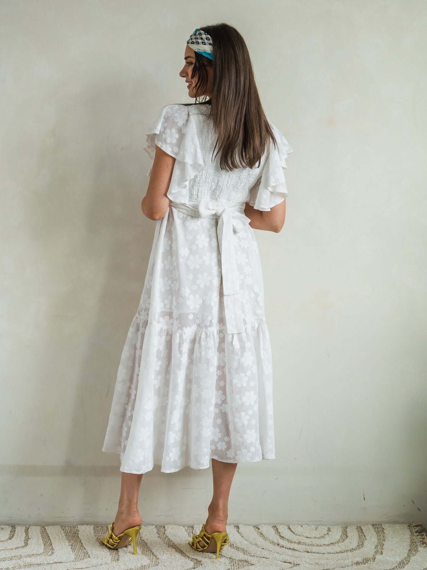 'FEATHER' DRESS IN IVORY LACE