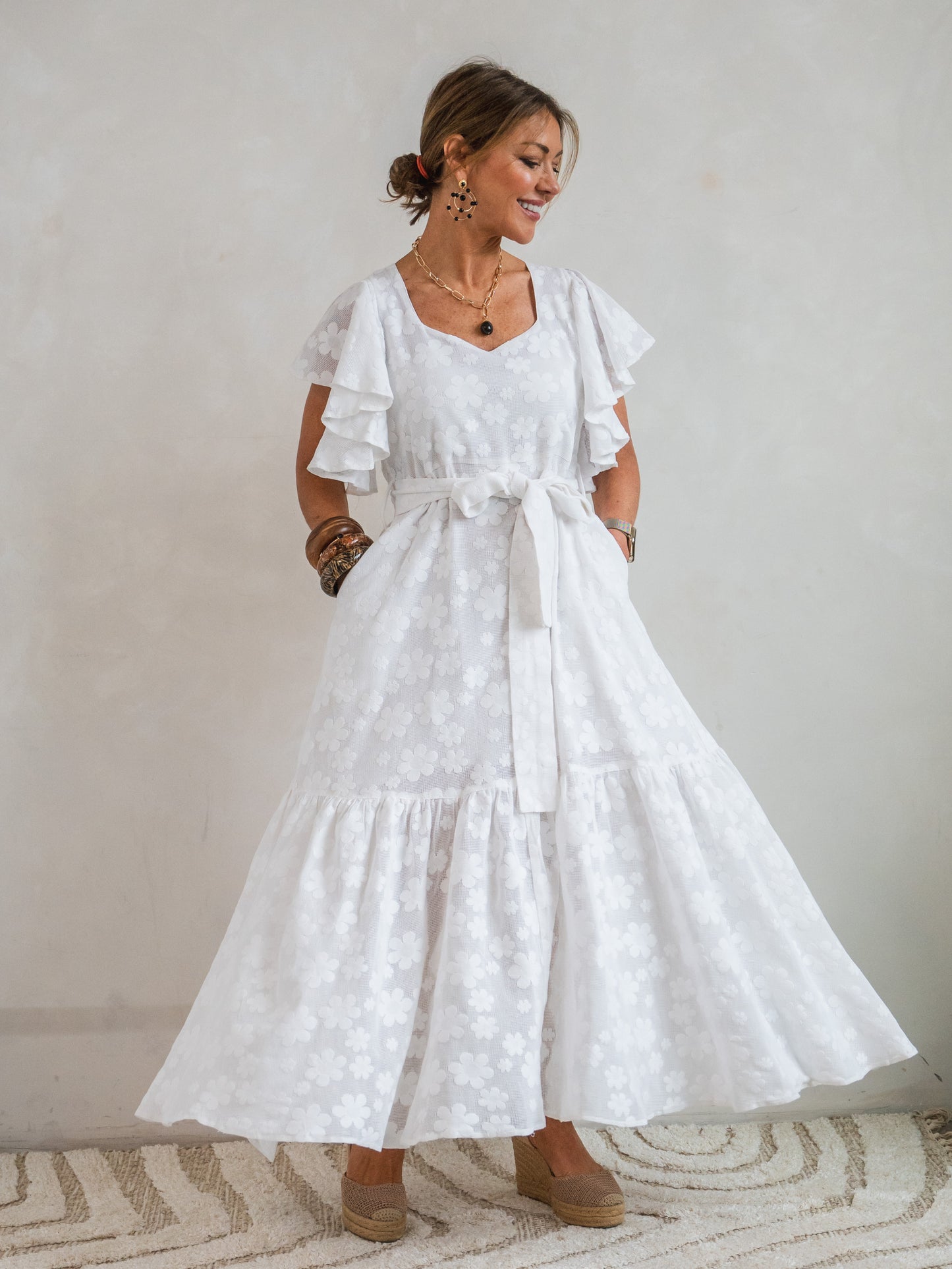 'FEATHER' DRESS IN IVORY LACE