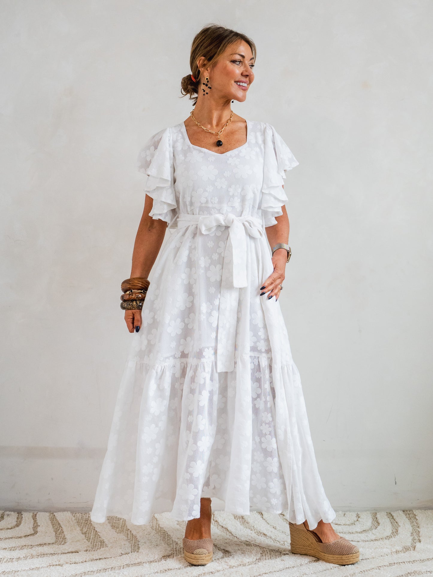 'FEATHER' DRESS IN IVORY LACE