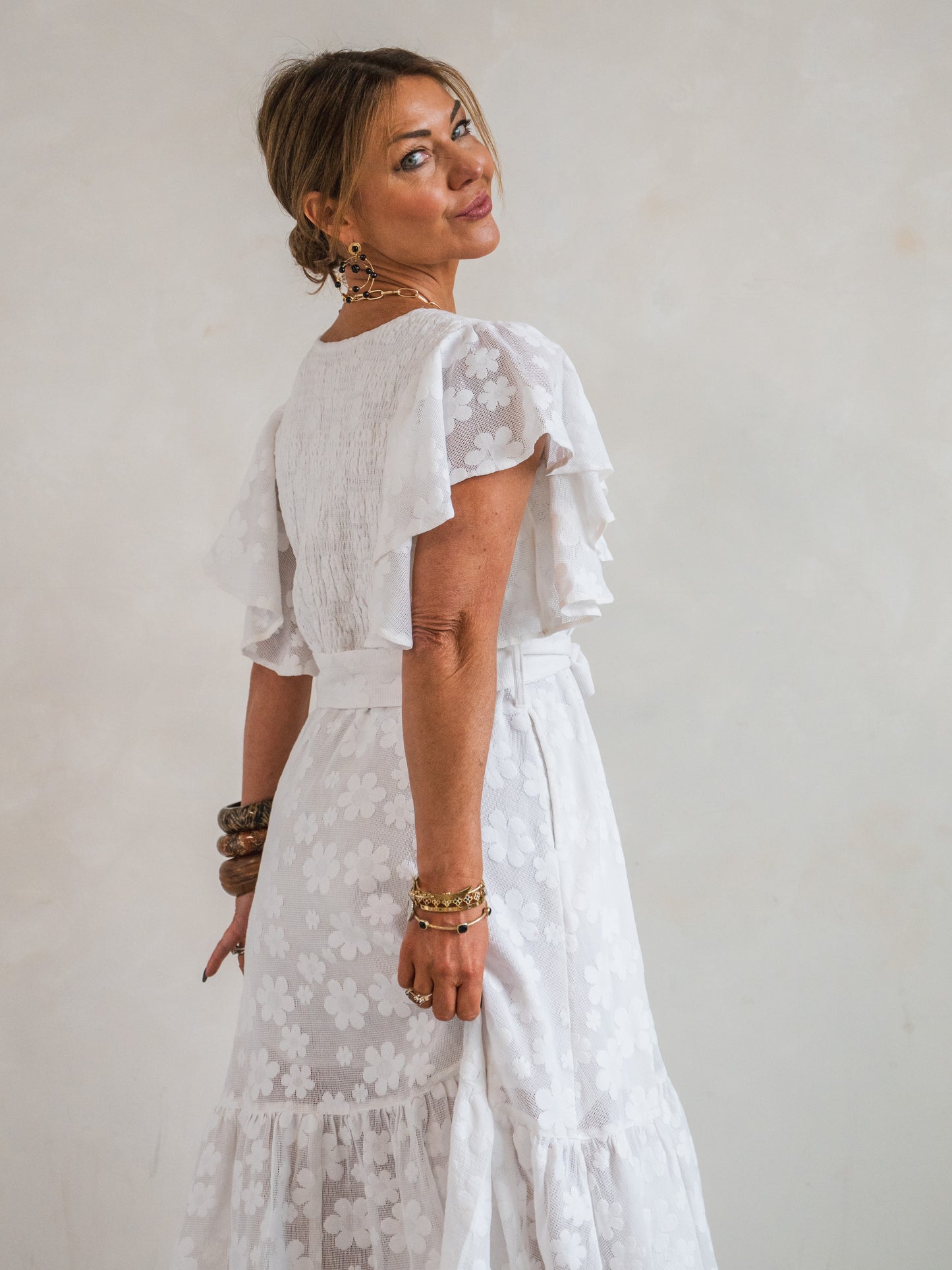 'FEATHER' DRESS IN IVORY LACE