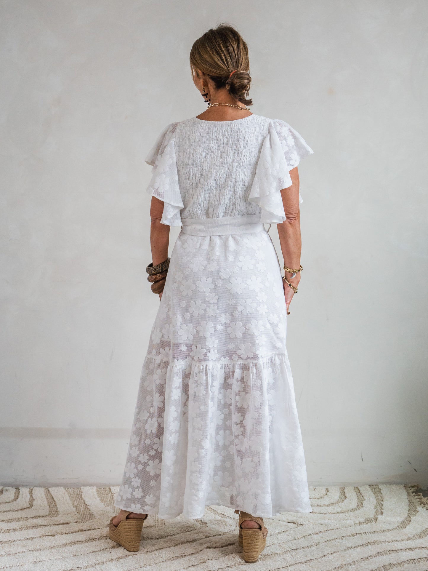 'FEATHER' DRESS IN IVORY LACE