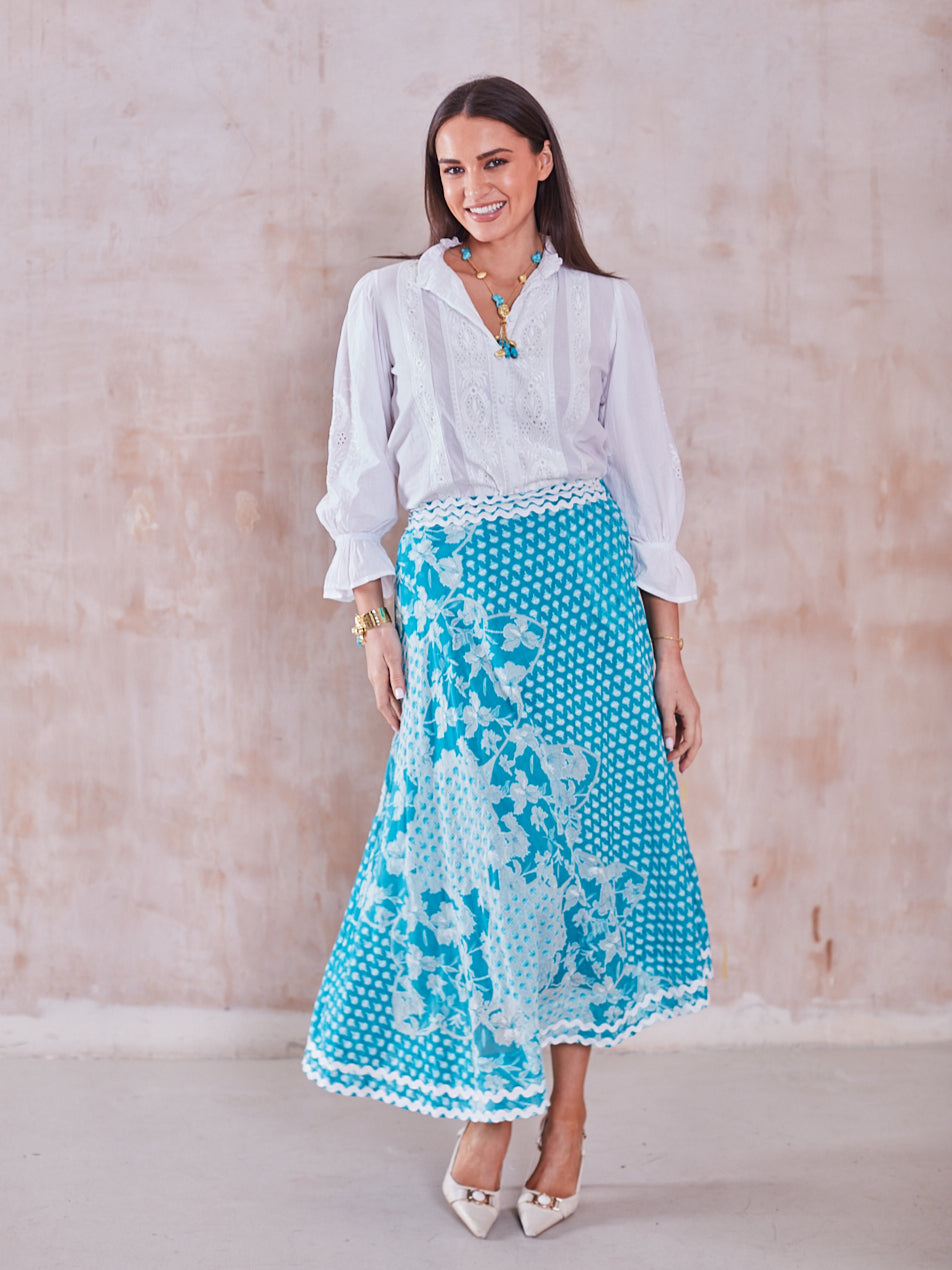'FEATHER' SKIRT IN TURQUOISE