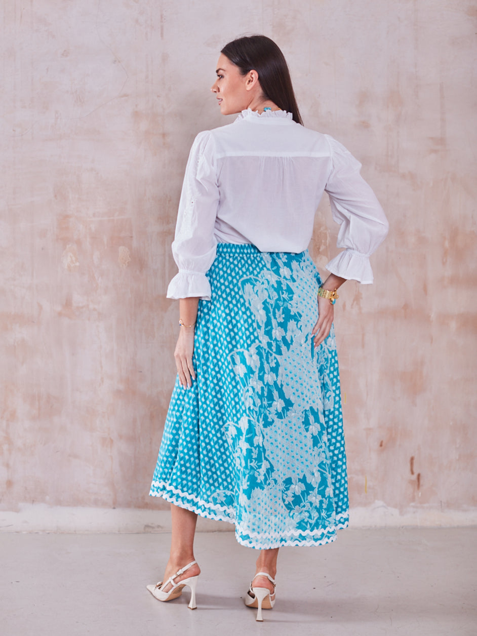 'FEATHER' SKIRT IN TURQUOISE