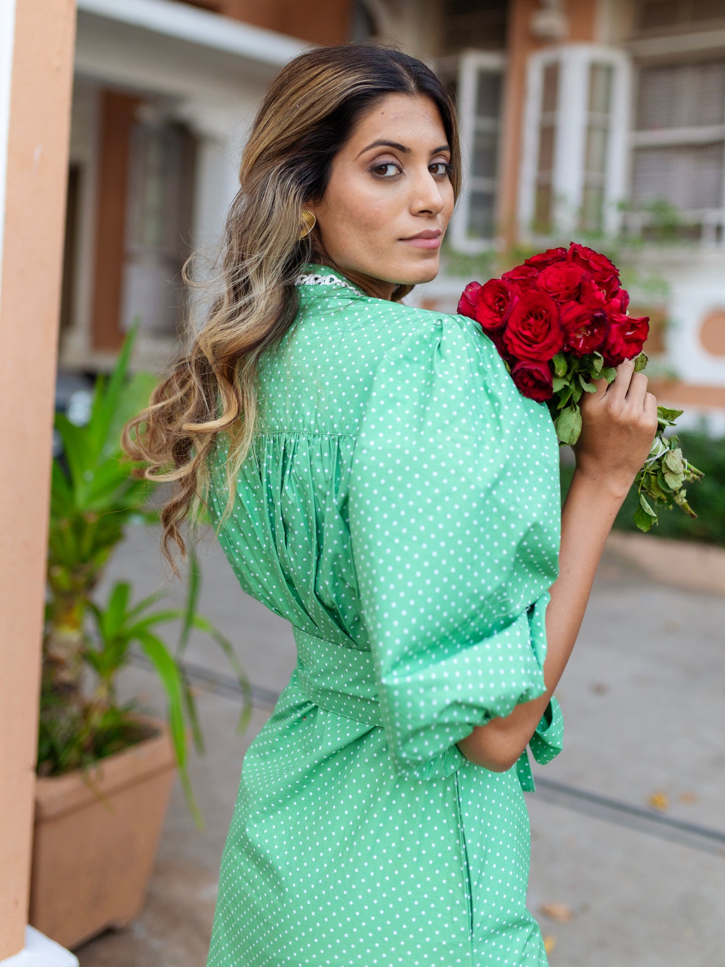 'FOLLOW YOUR HEART' DRESS IN APPLE DOT