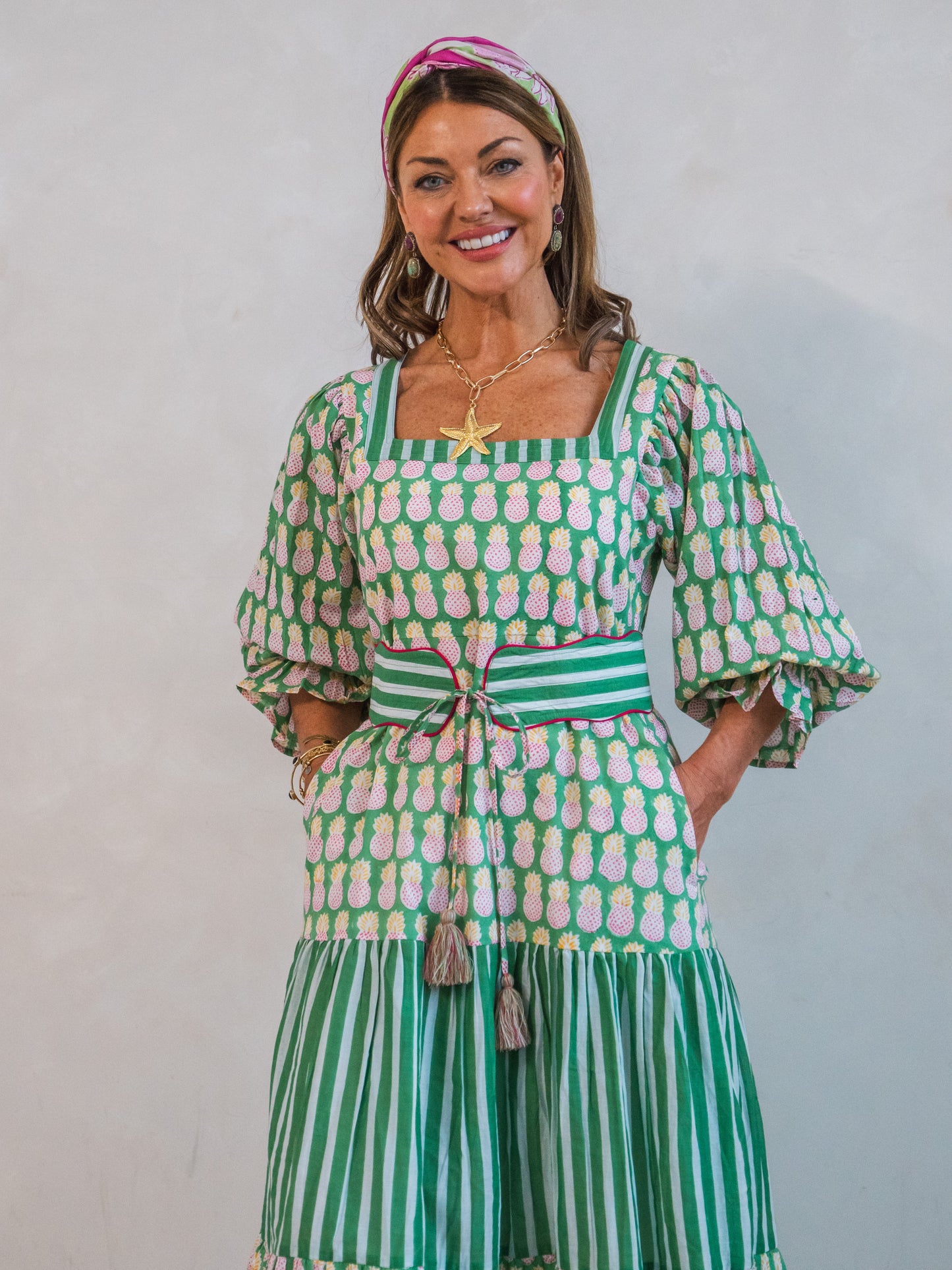 'FORTUNE FAVOURS' DRESS IN GREEN PINEAPPLE