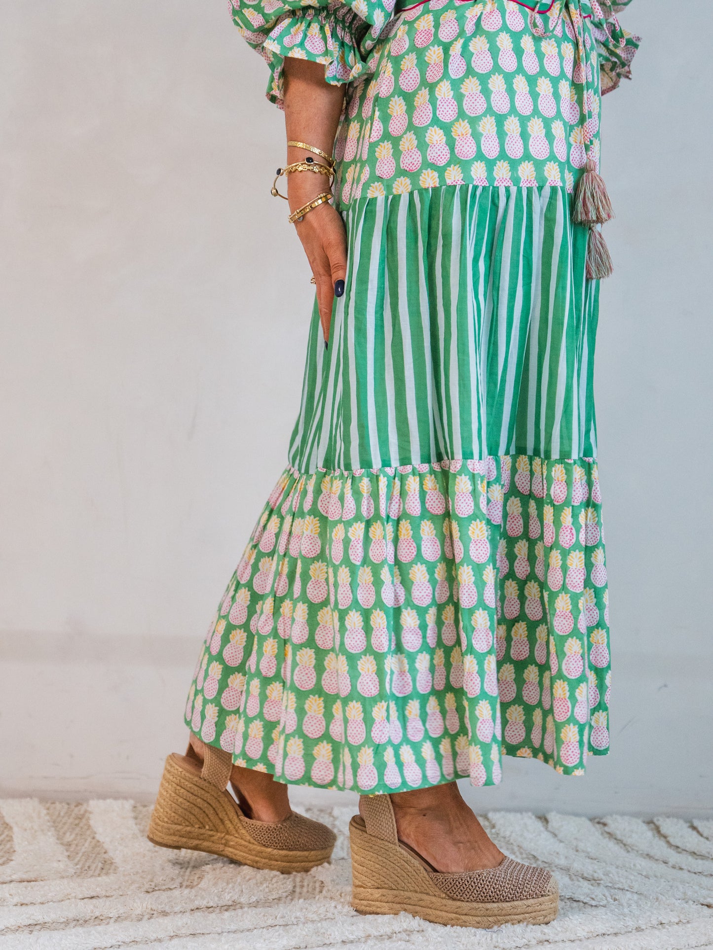 'FORTUNE FAVOURS' DRESS IN GREEN PINEAPPLE