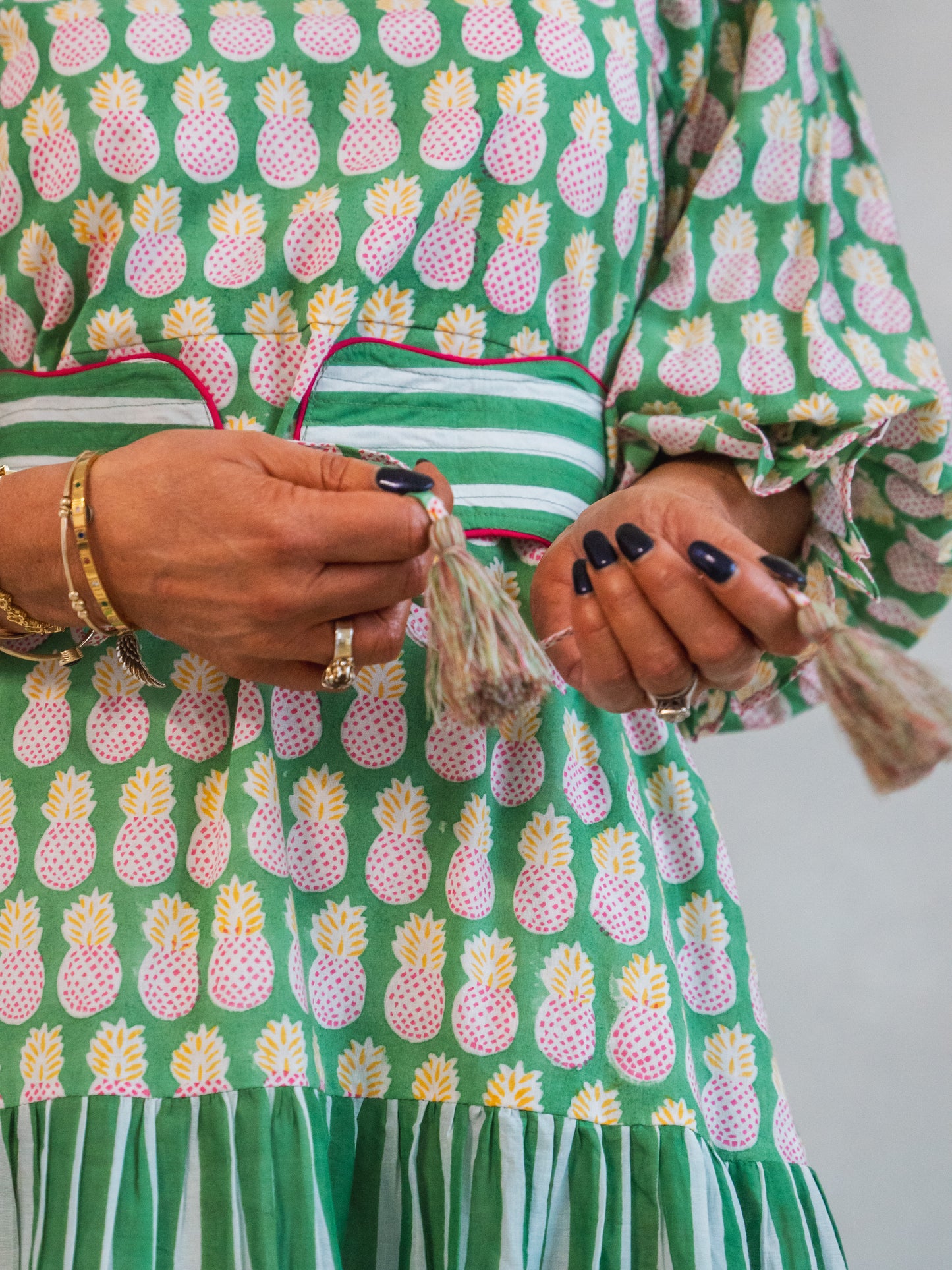 'FORTUNE FAVOURS' DRESS IN GREEN PINEAPPLE