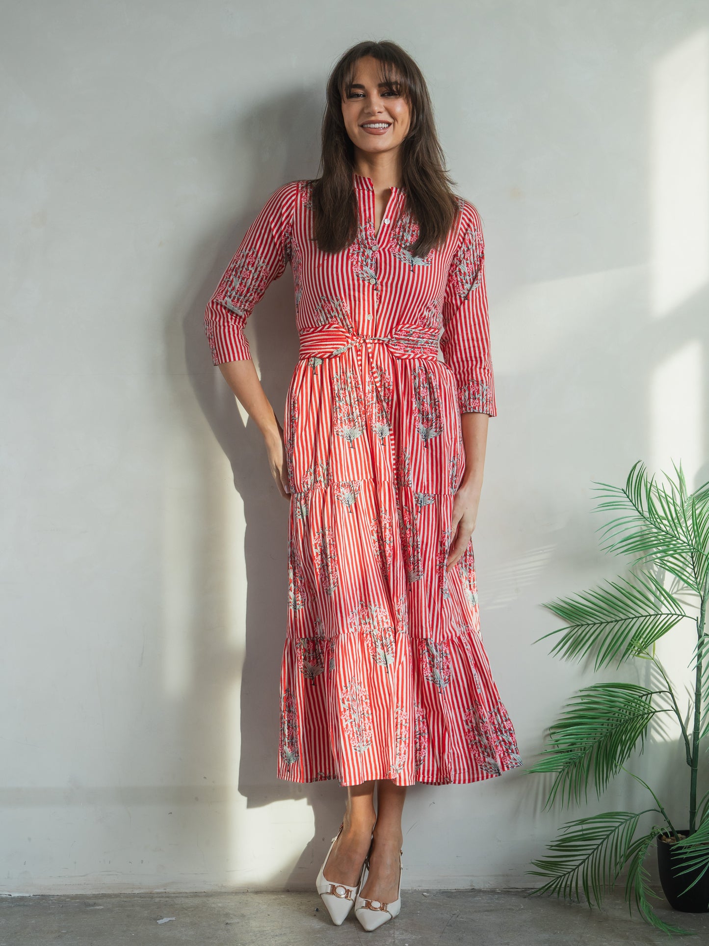 'HOPE' DRESS IN RED STRIPE GARLAND