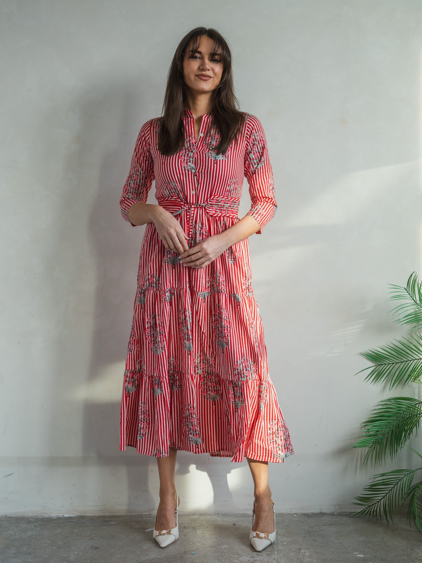 'HOPE' DRESS IN RED STRIPE GARLAND