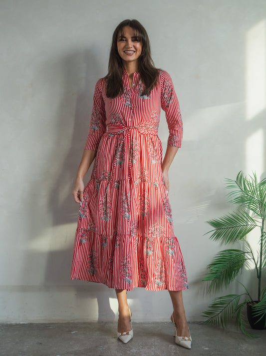 'HOPE' DRESS IN RED STRIPE GARLAND
