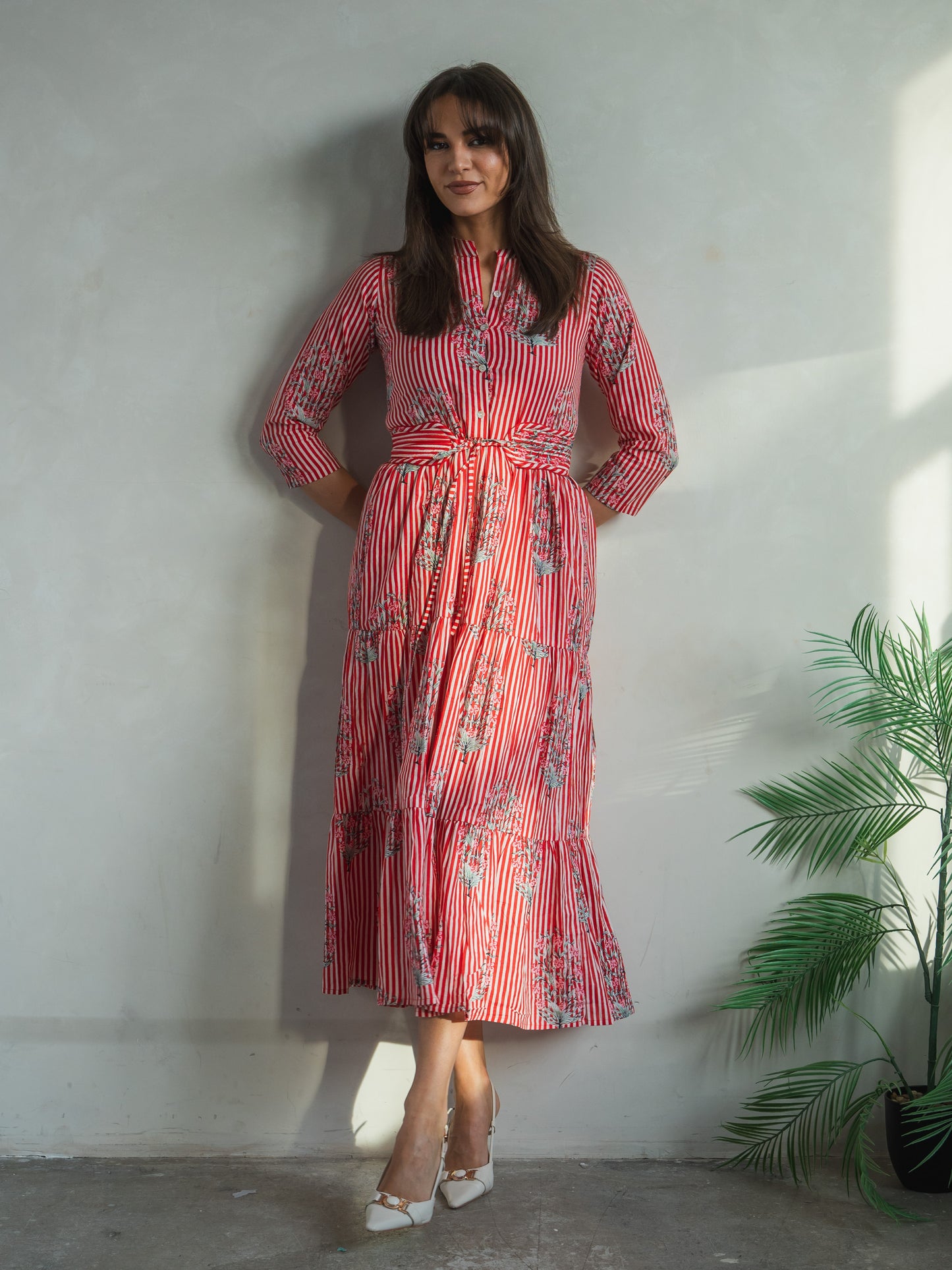 'HOPE' DRESS IN RED STRIPE GARLAND