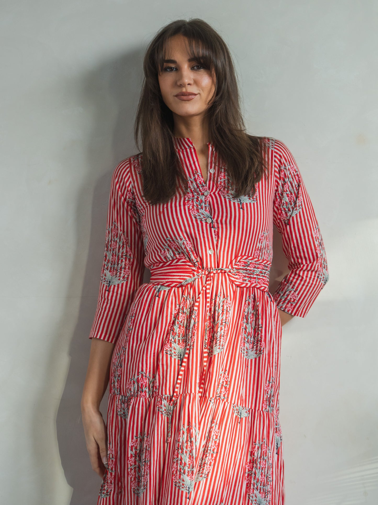 'HOPE' DRESS IN RED STRIPE GARLAND