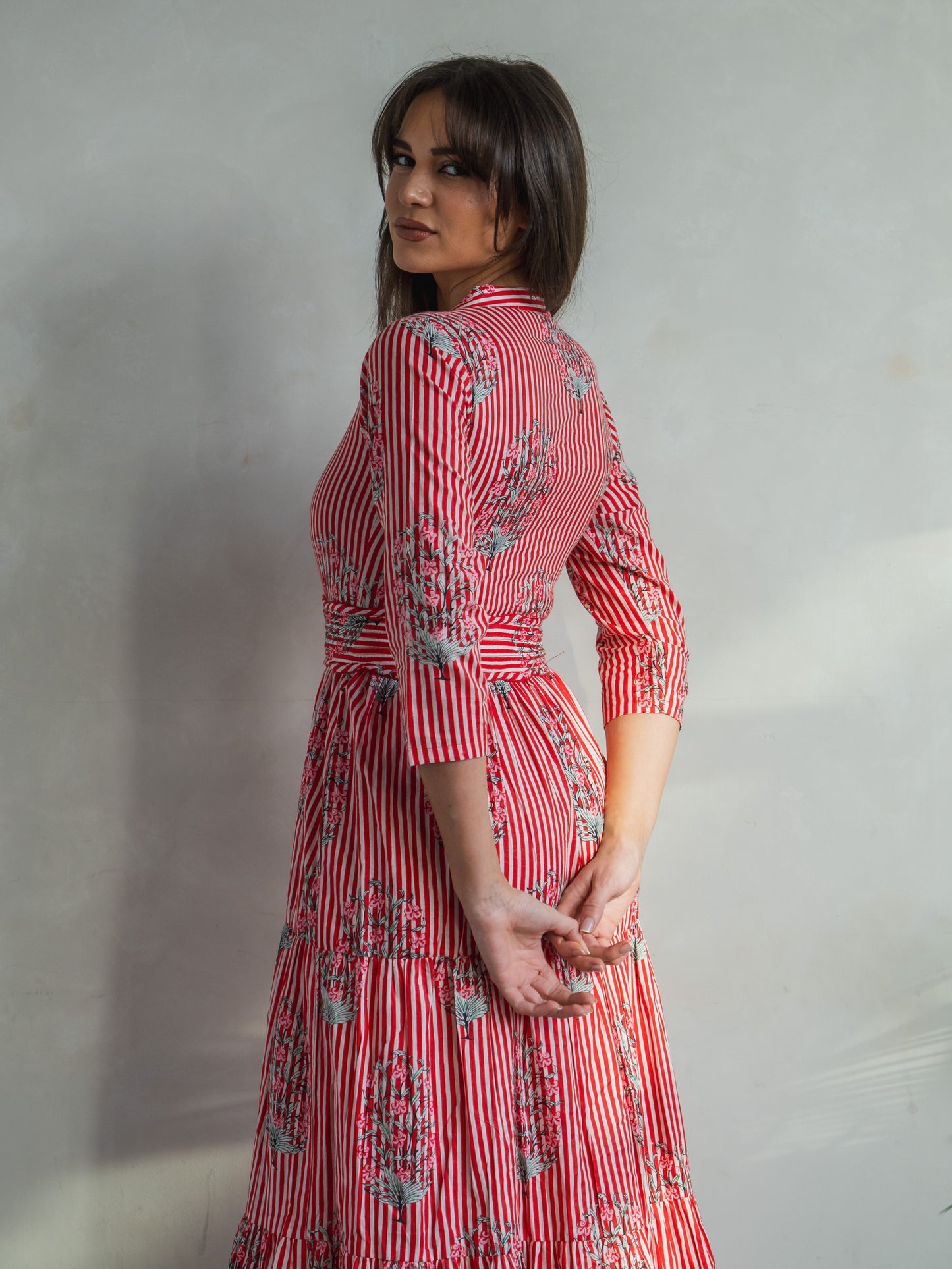'HOPE' DRESS IN RED STRIPE GARLAND