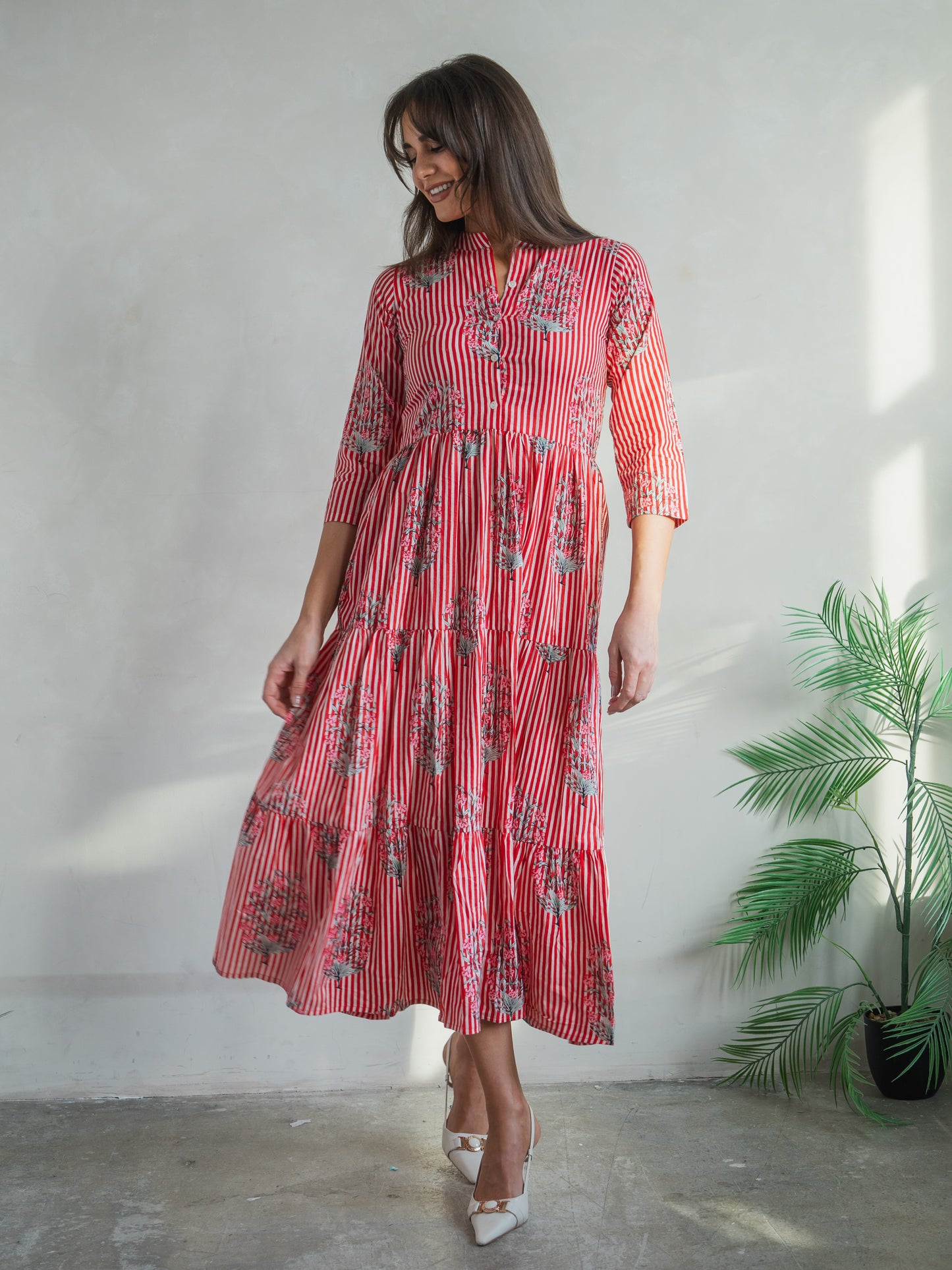 'HOPE' DRESS IN RED STRIPE GARLAND