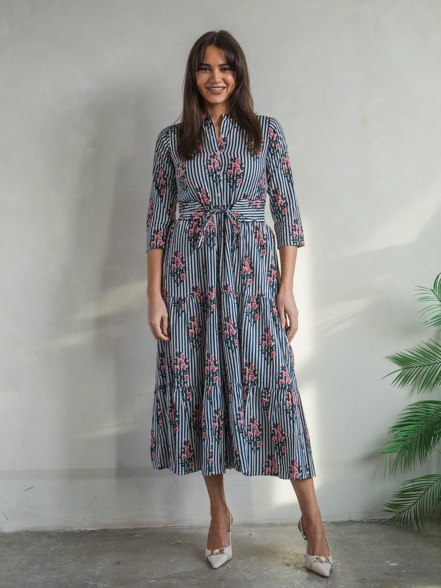 'HOPE' DRESS IN ROSEY BLUE STRIPE