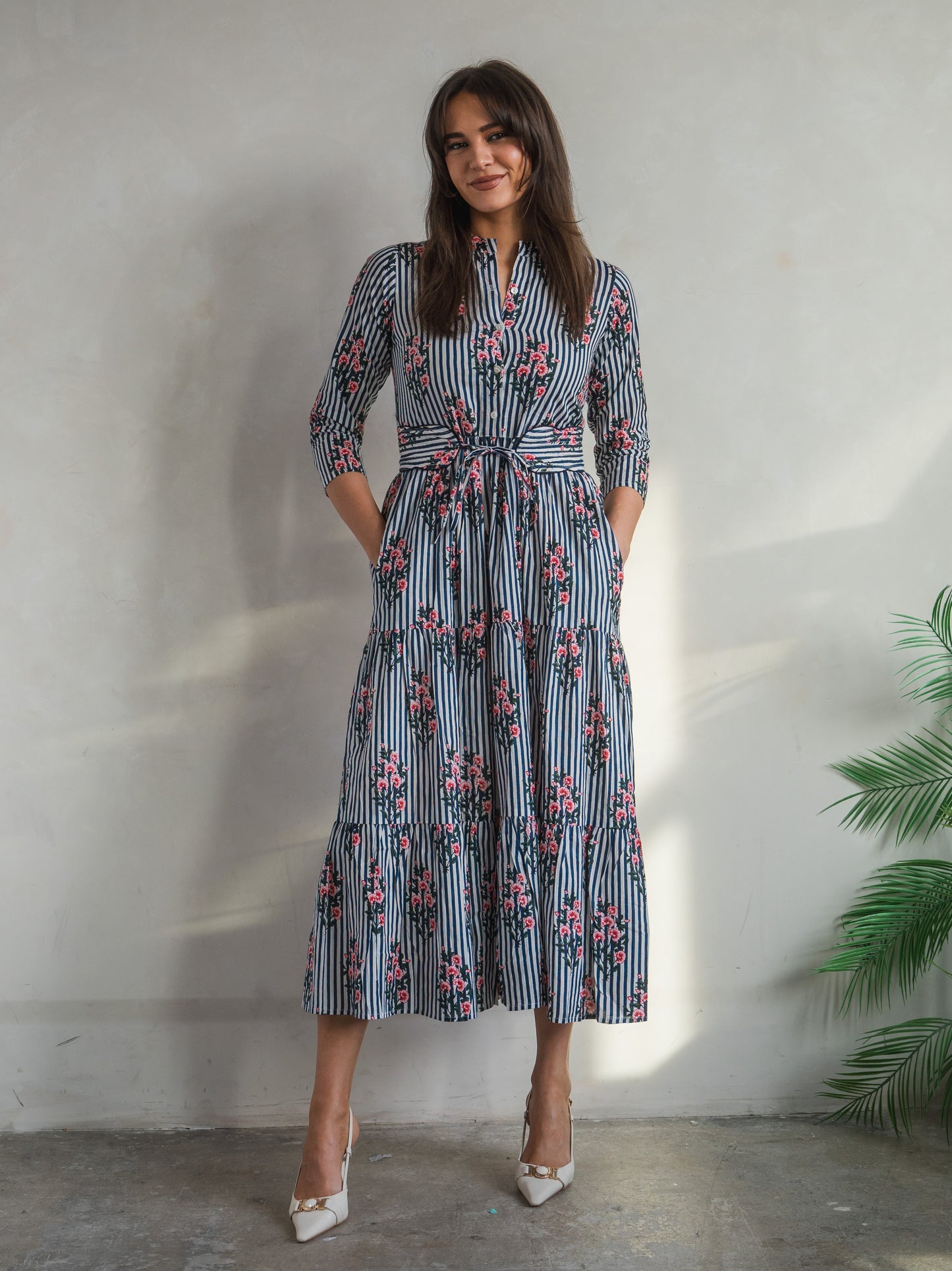 'HOPE' DRESS IN ROSEY BLUE STRIPE