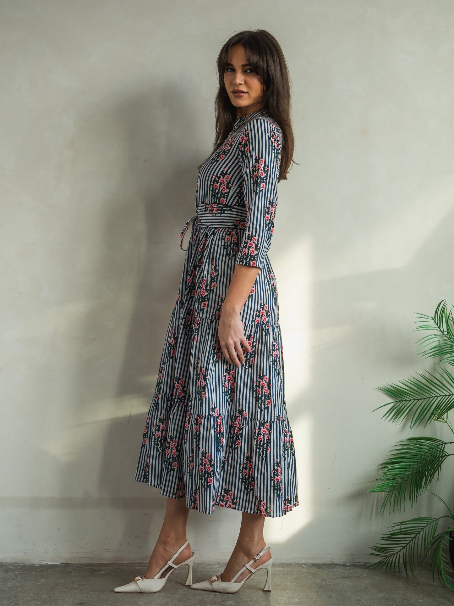 'HOPE' DRESS IN ROSEY BLUE STRIPE