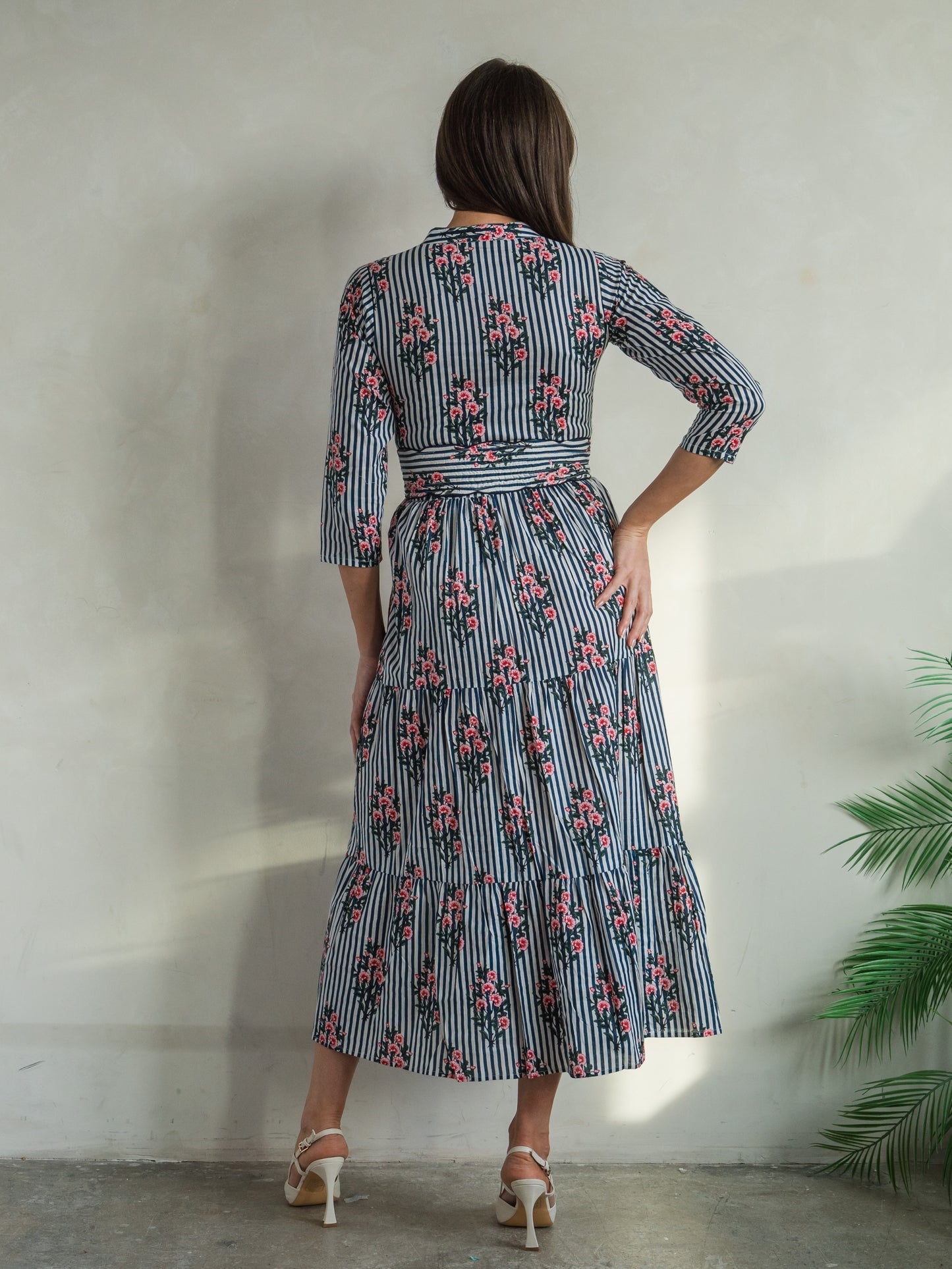 'HOPE' DRESS IN ROSEY BLUE STRIPE