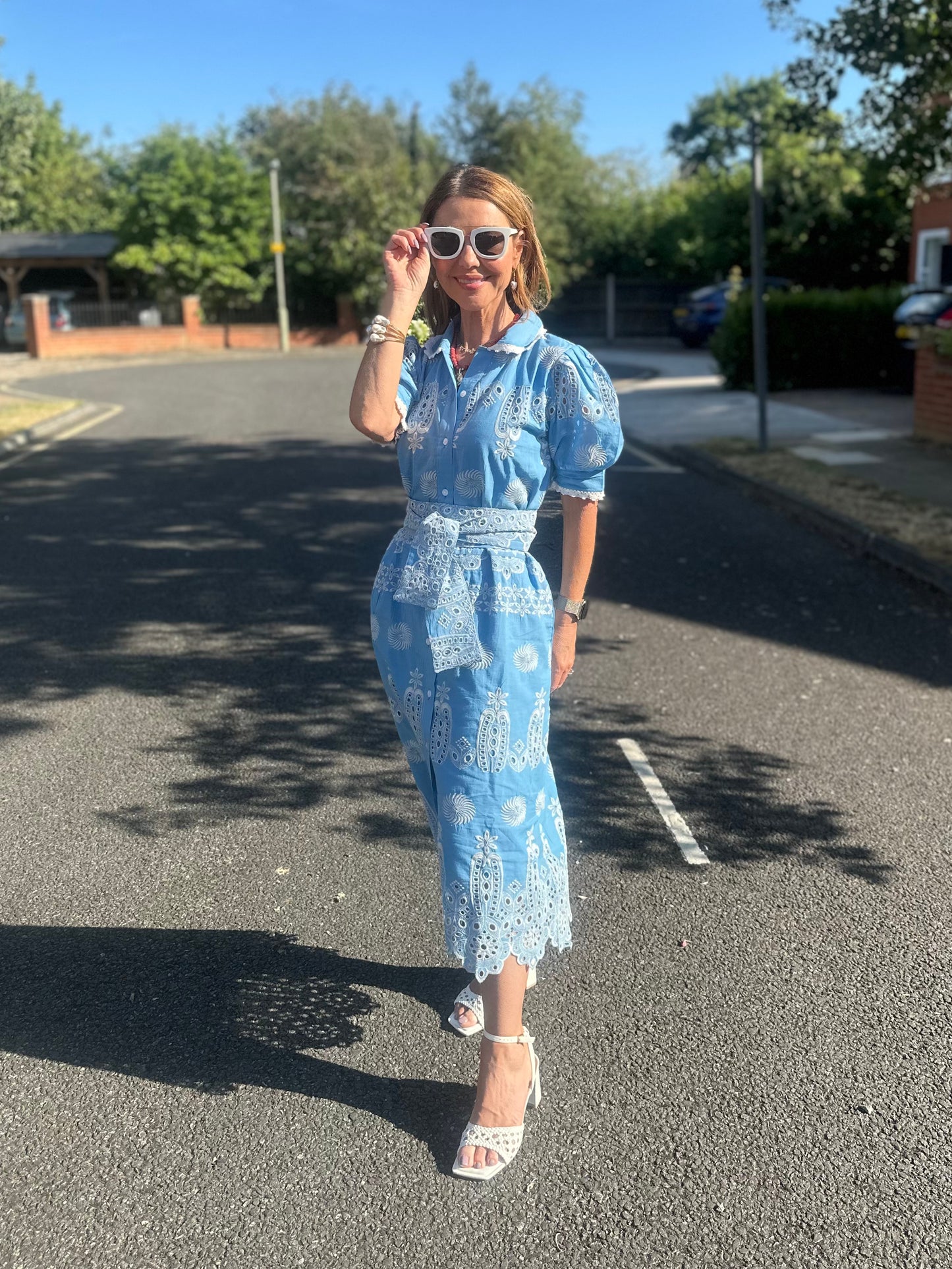 'SANI' MIDI SHIRT DRESS IN BLUE