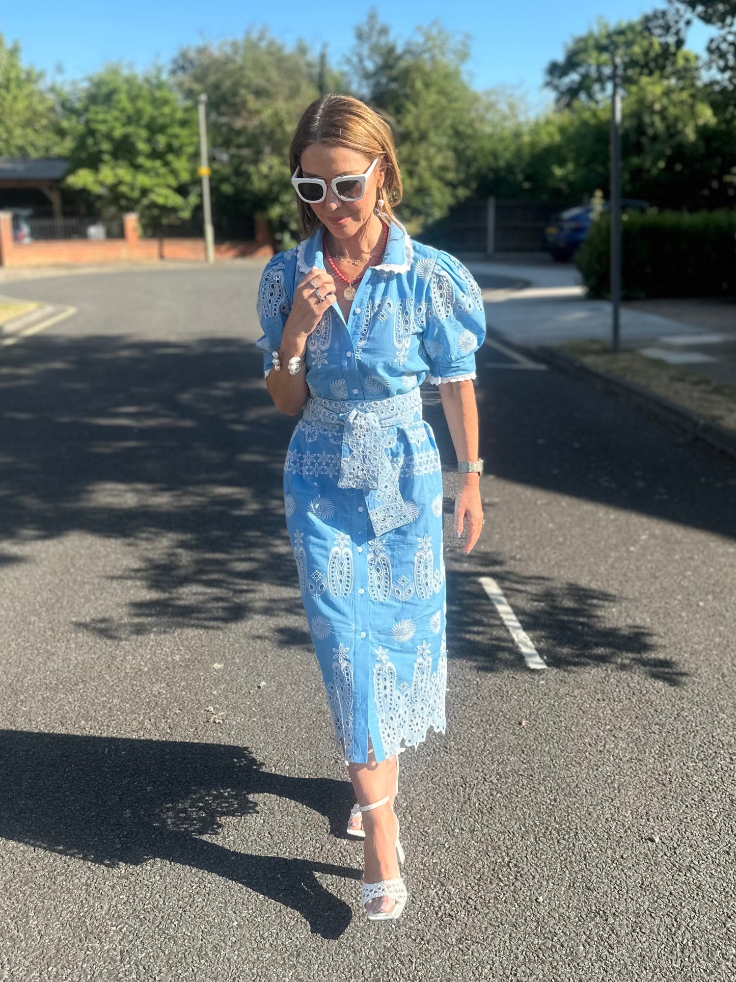 'SANI' MIDI SHIRT DRESS IN BLUE
