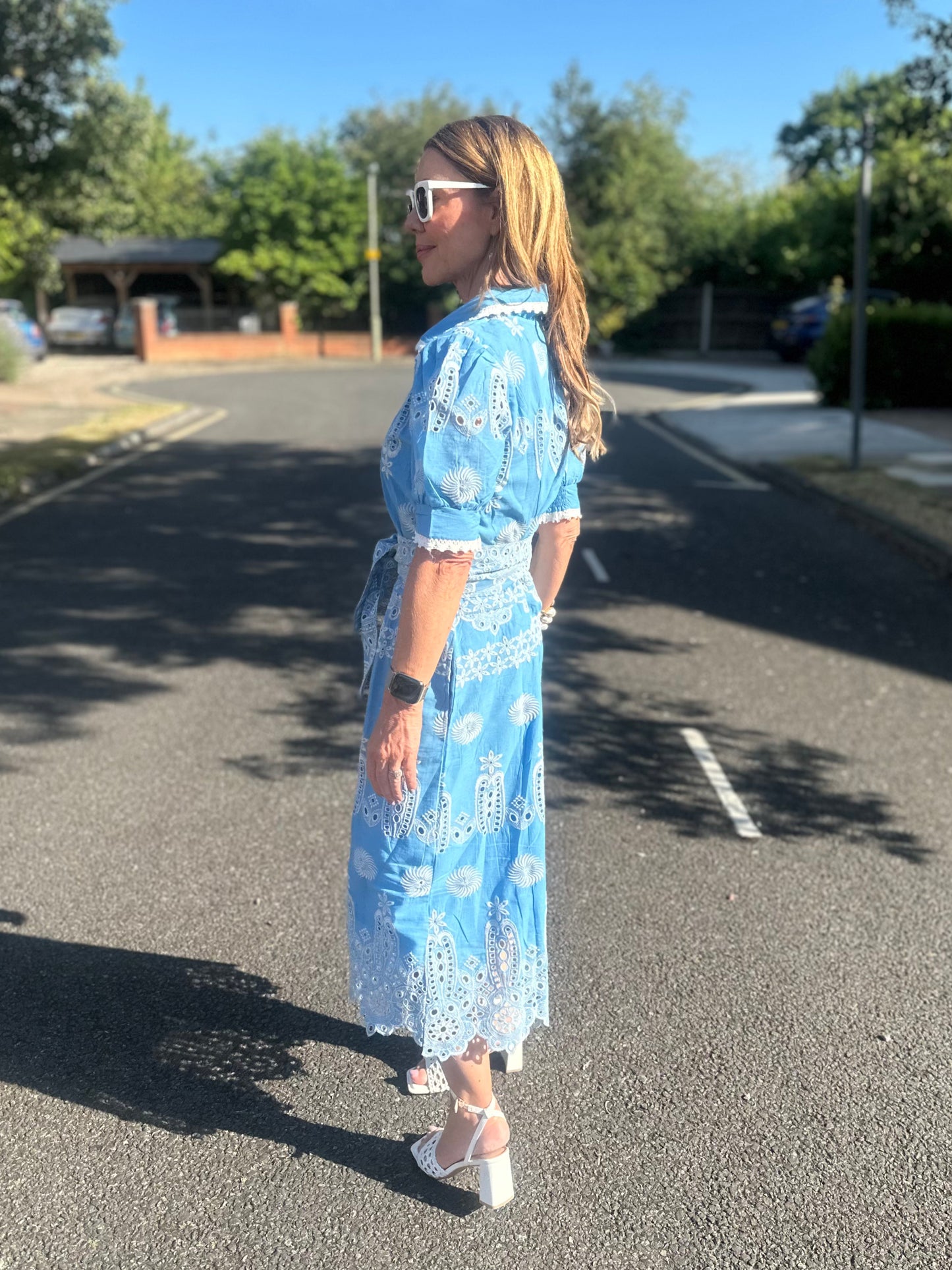 'SANI' MIDI SHIRT DRESS IN BLUE