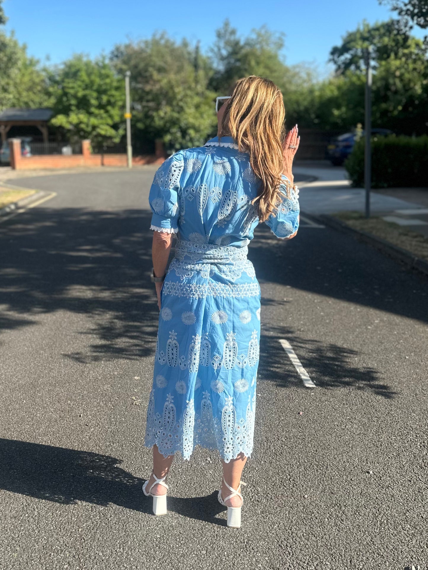 'SANI' MIDI SHIRT DRESS IN BLUE
