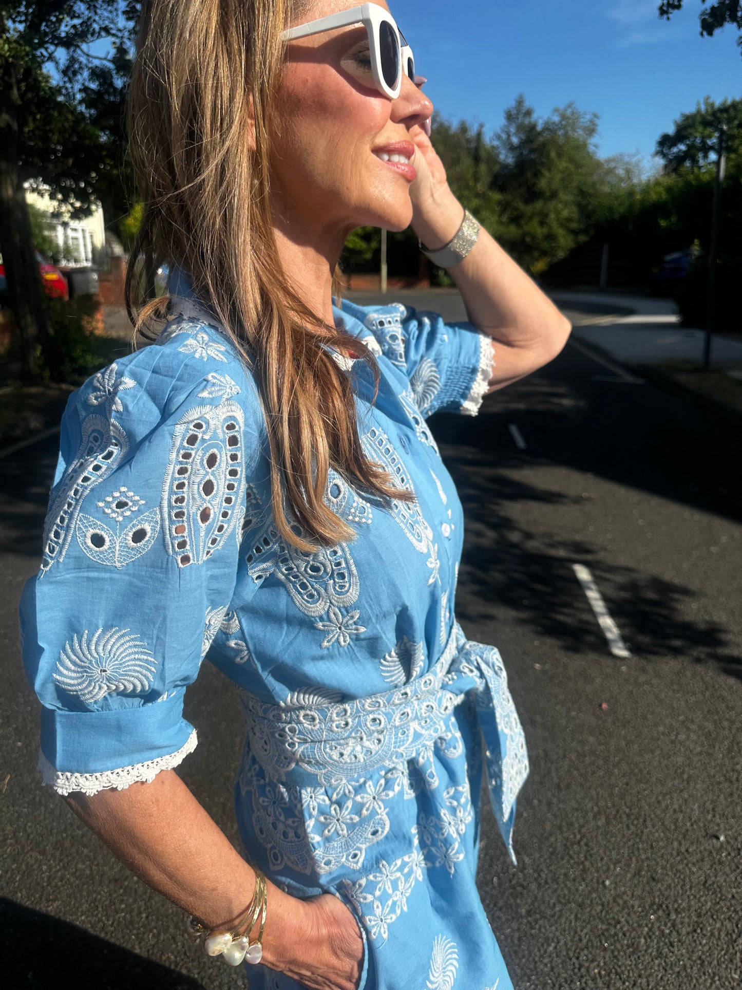 'SANI' MIDI SHIRT DRESS IN BLUE