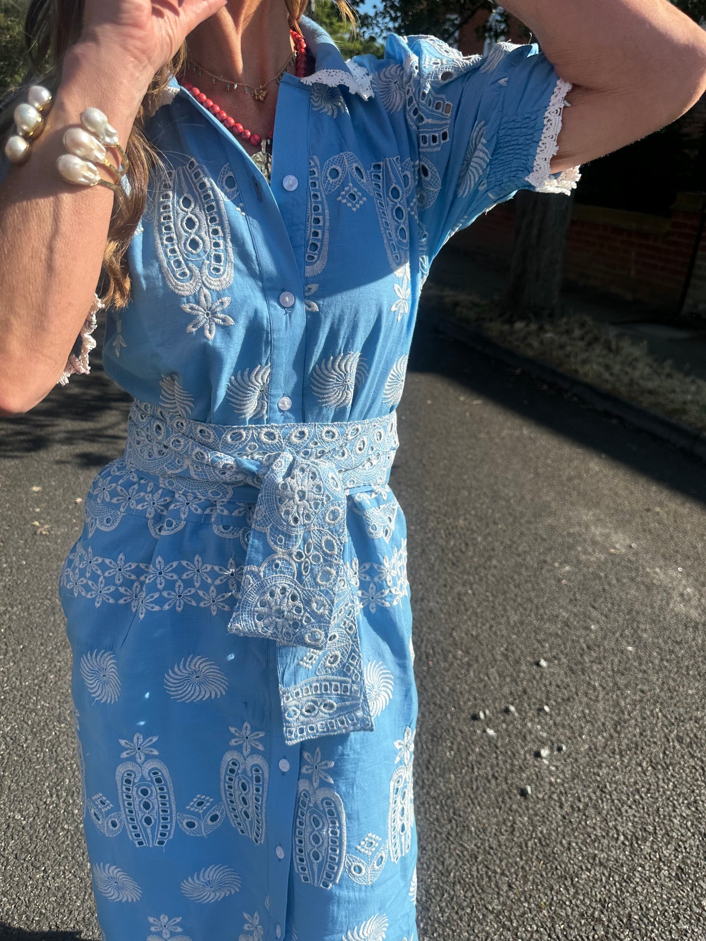 'SANI' MIDI SHIRT DRESS IN BLUE