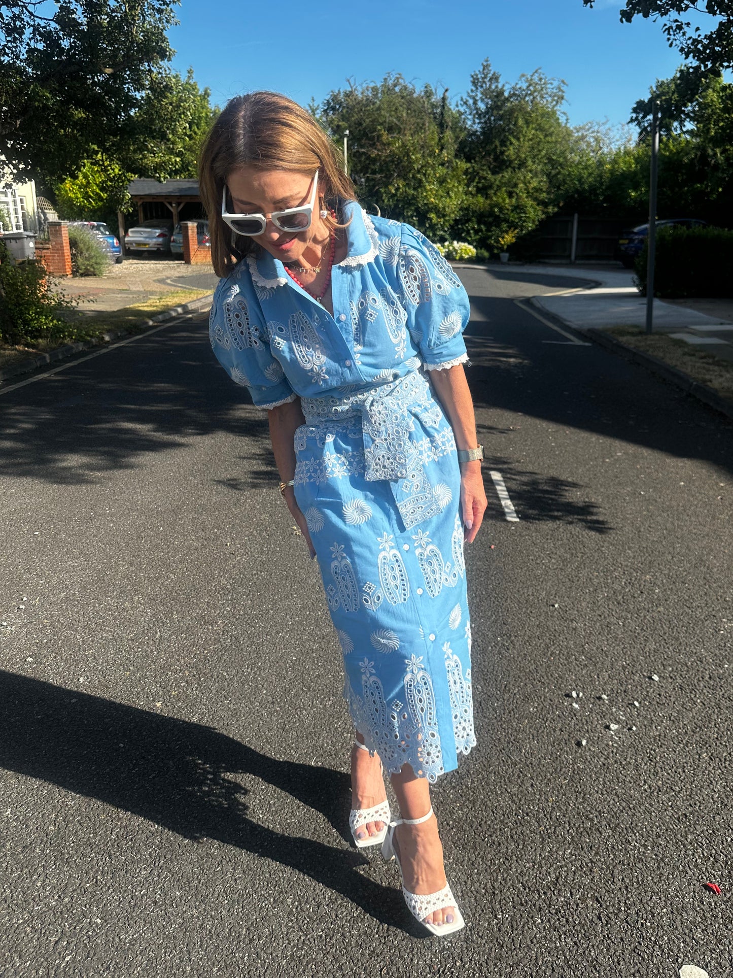 'SANI' MIDI SHIRT DRESS IN BLUE