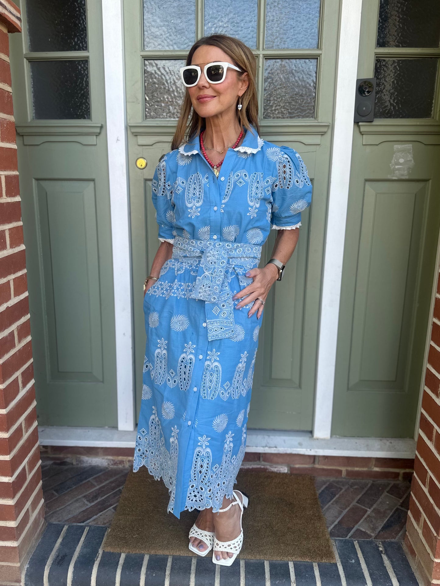 'SANI' MIDI SHIRT DRESS IN BLUE