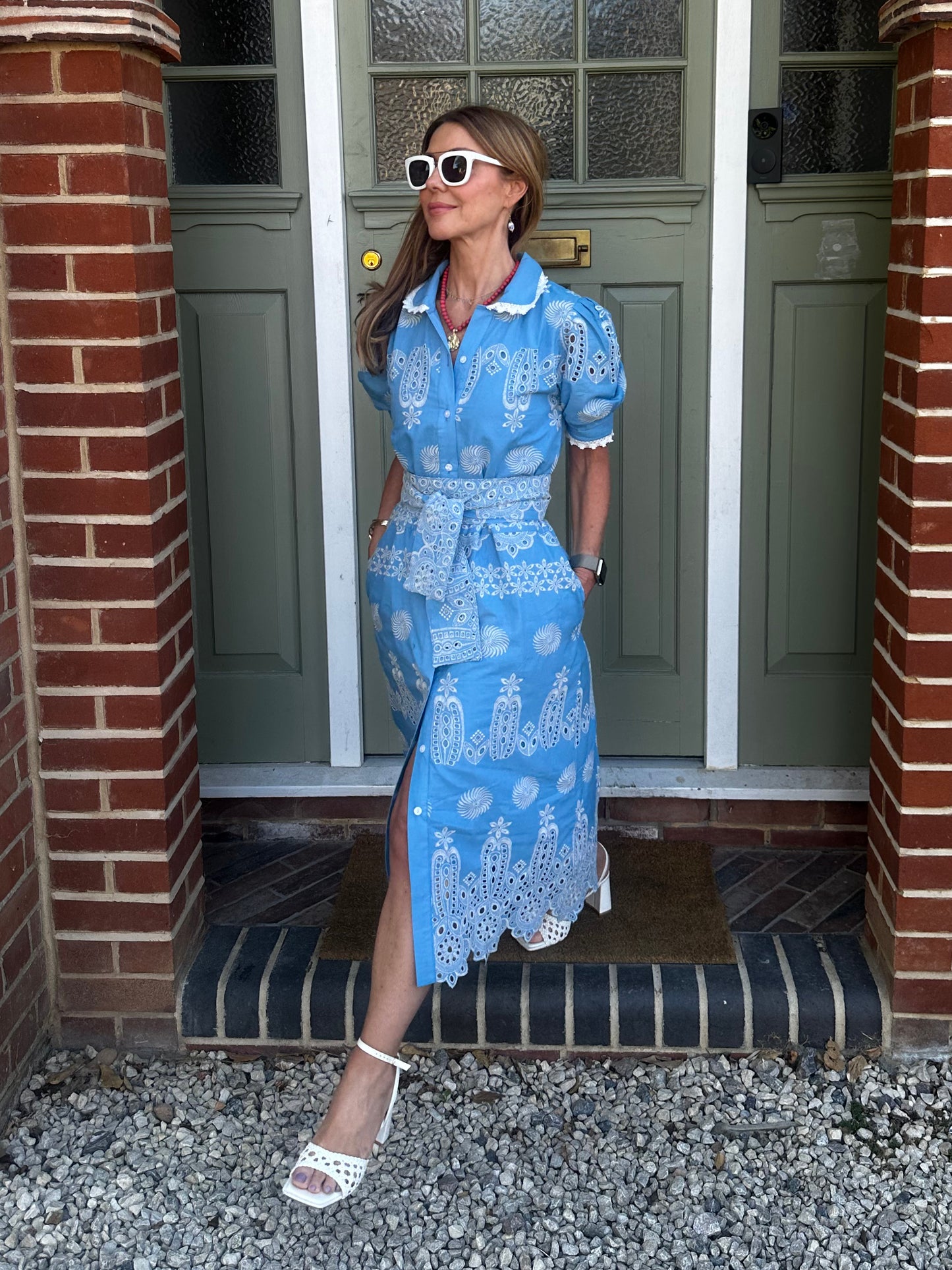 'SANI' MIDI SHIRT DRESS IN BLUE