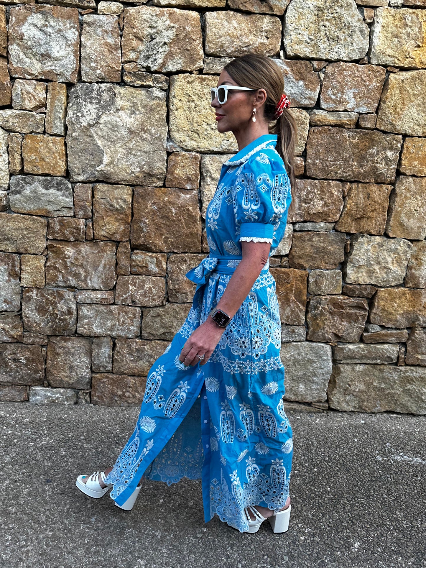 'SANI' MAXI SHIRT DRESS IN BLUE