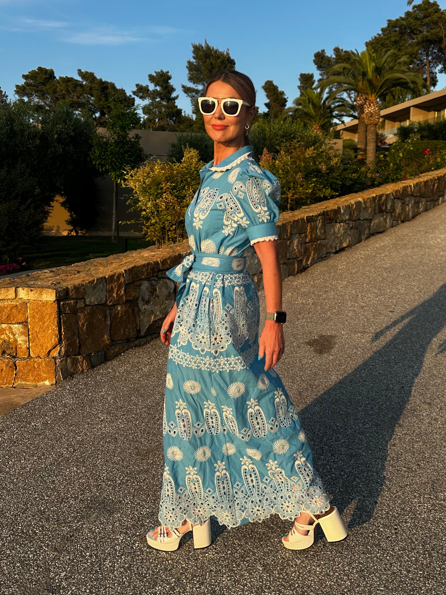 'SANI' MAXI SHIRT DRESS IN BLUE