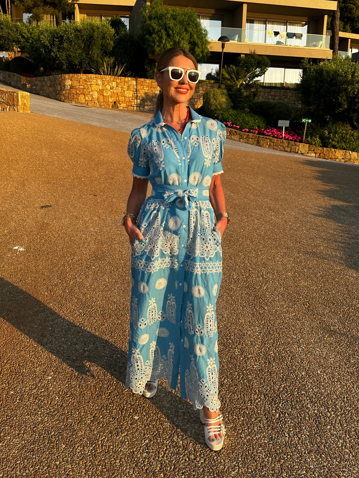 'SANI' MAXI SHIRT DRESS IN BLUE