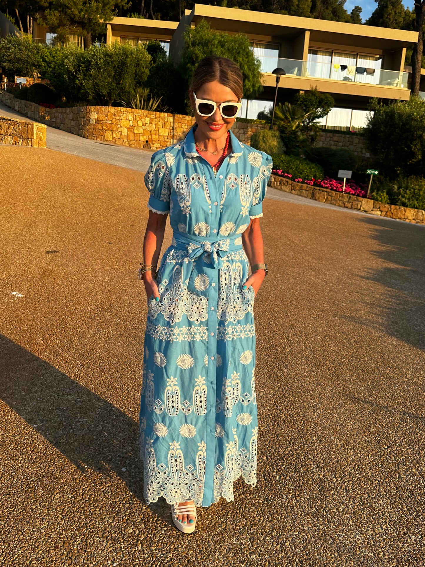 'SANI' MAXI SHIRT DRESS IN BLUE