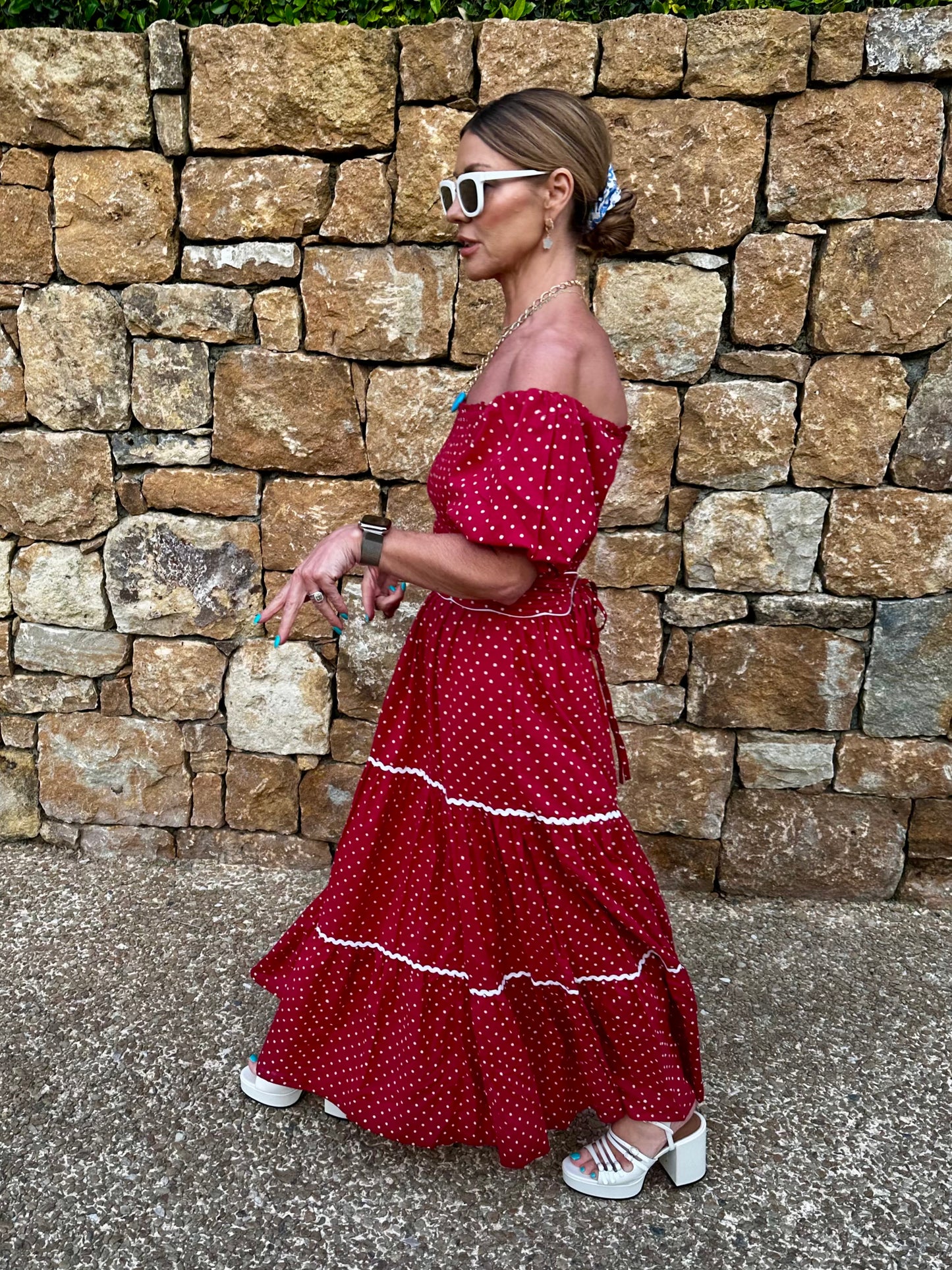 'HONOUR' DRESS IN RED DOT