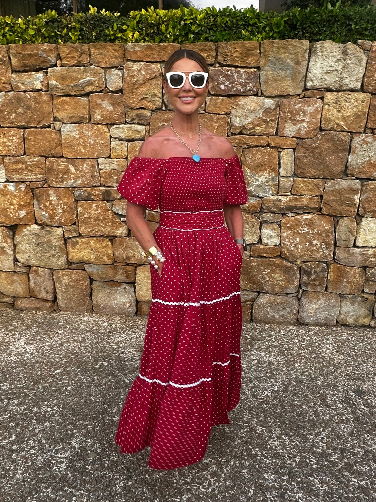 'HONOUR' DRESS IN RED DOT