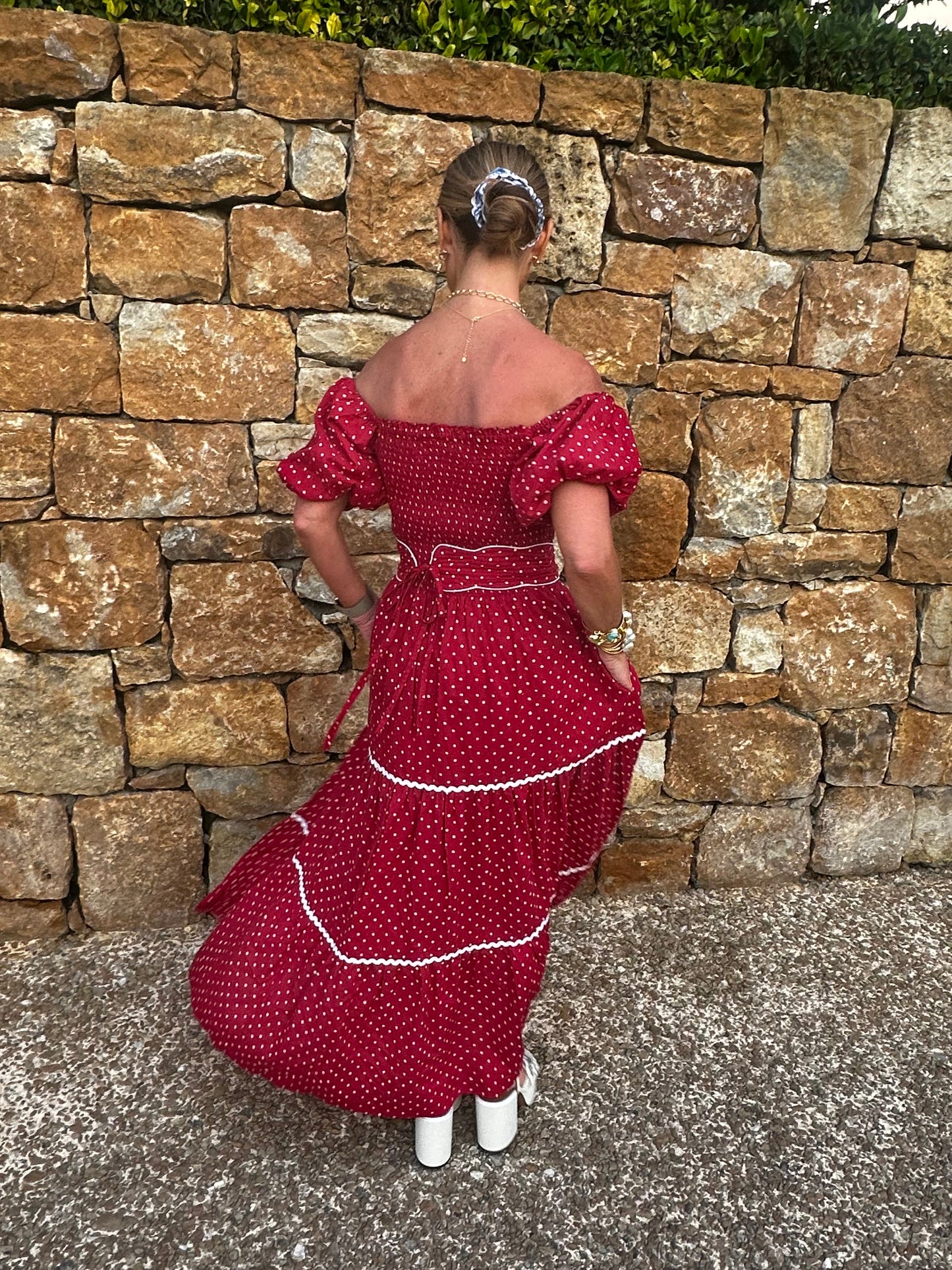 'HONOUR' DRESS IN RED DOT