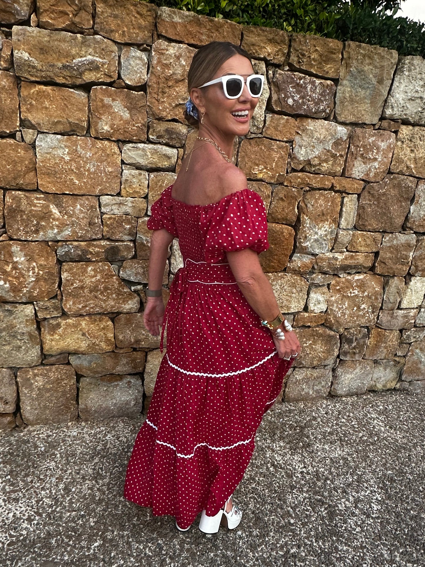 'HONOUR' DRESS IN RED DOT