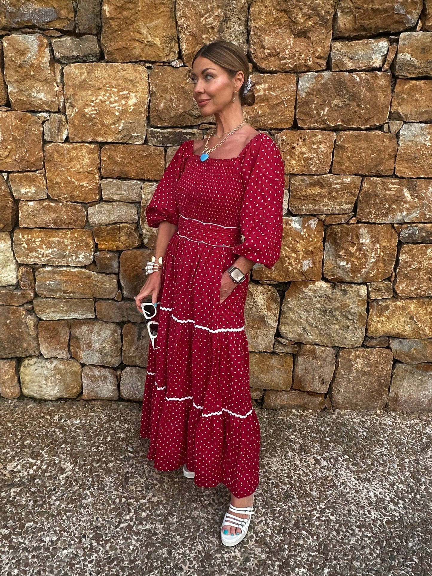 'HONOUR' DRESS IN RED DOT