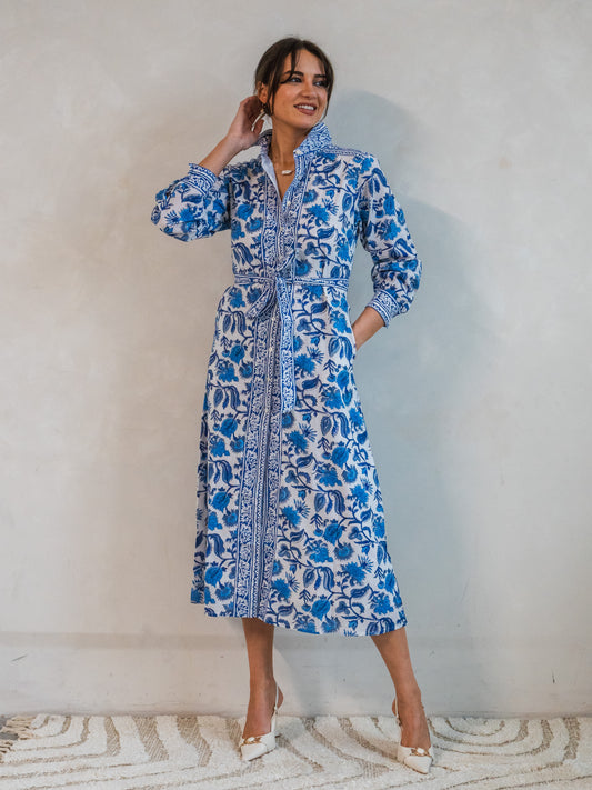 'JOYFUL' DRESS IN BLUE IRIS