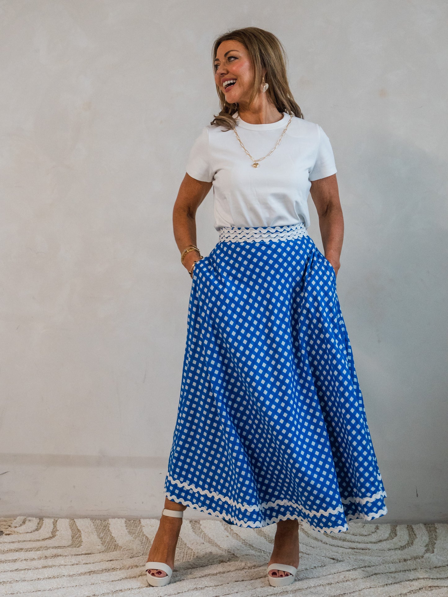 'LEGENDARY' SKIRT IN BLUE GINGHAM