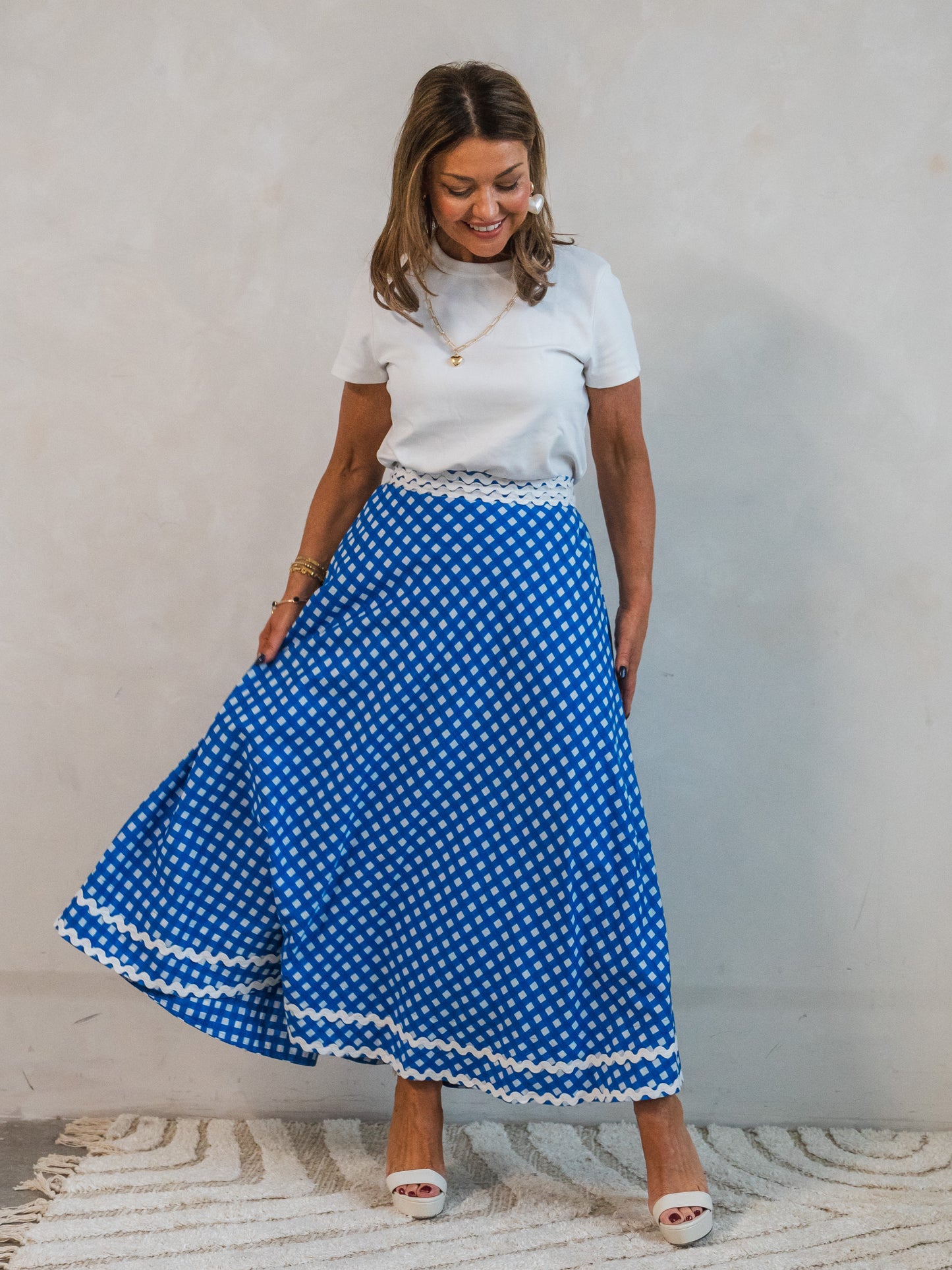 'LEGENDARY' SKIRT IN BLUE GINGHAM