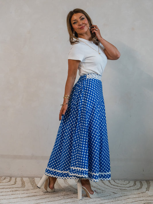 'LEGENDARY' SKIRT IN BLUE GINGHAM